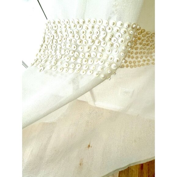 Narcisa Lang Women Ivory Sleeveless Blouse S Sequin - Picture 6 of 11